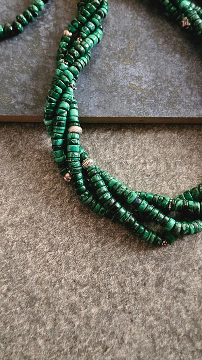 Verdant 3.0 | Multi-Strand Malachite & Silver Necklace