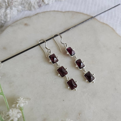 Silver 92.5 Garnet earrings