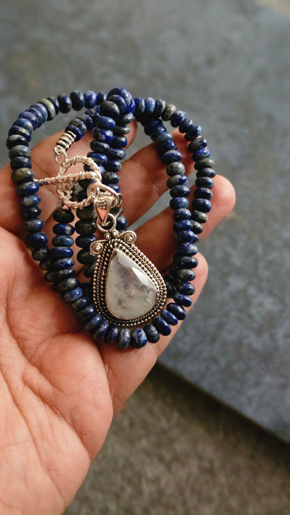 Blue Hour – Lapis Lazuli & Moonstone Wrap Necklace