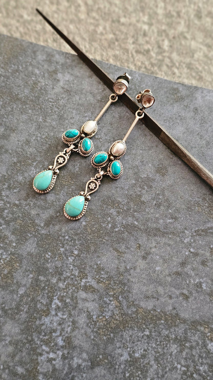 Neel Tara – Kundan, Turquoise & Pearl Danglers