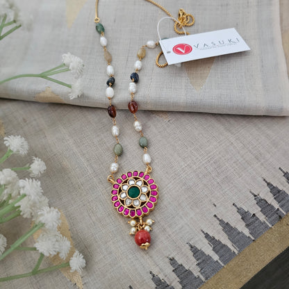 Silver 92.5 kundan gold polish necklace