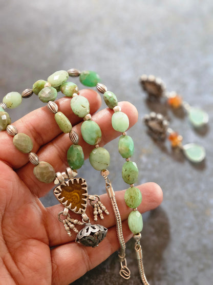Chrysoprace gemstone necklace set