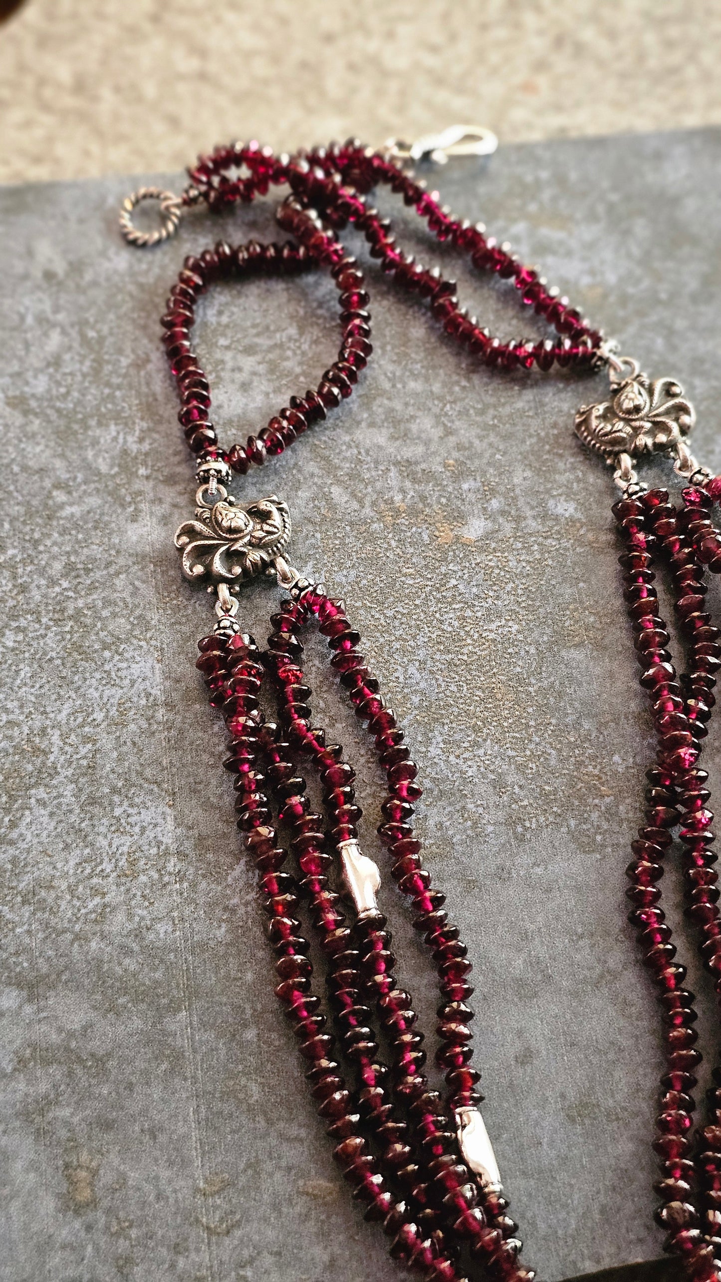 Soul Strung | Button Garnet & Nakash Silver Necklace