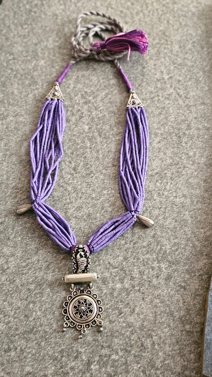 MRINALINI |African Amethyst & Vintage Silver Necklace