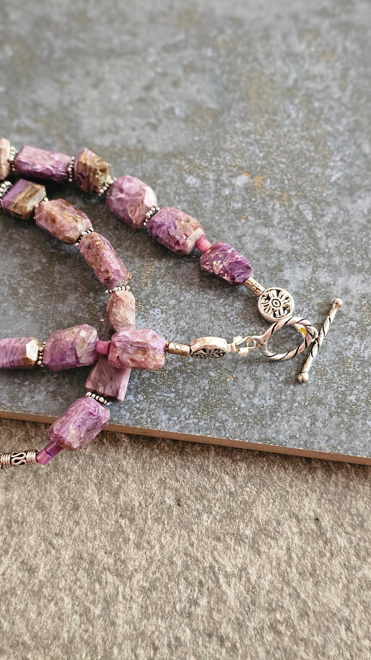 Siberian Charoite & Silver Statement Necklace