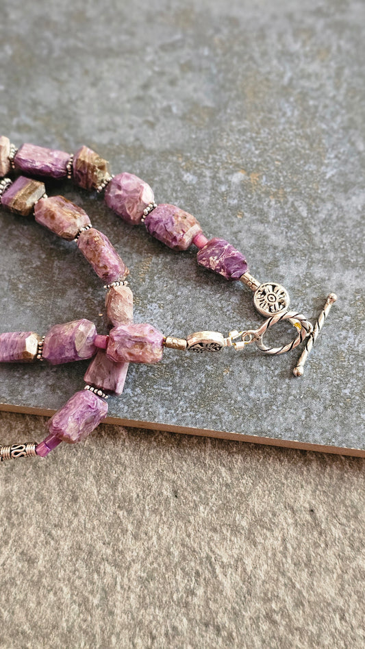 Siberian Charoite & Silver Statement Necklace
