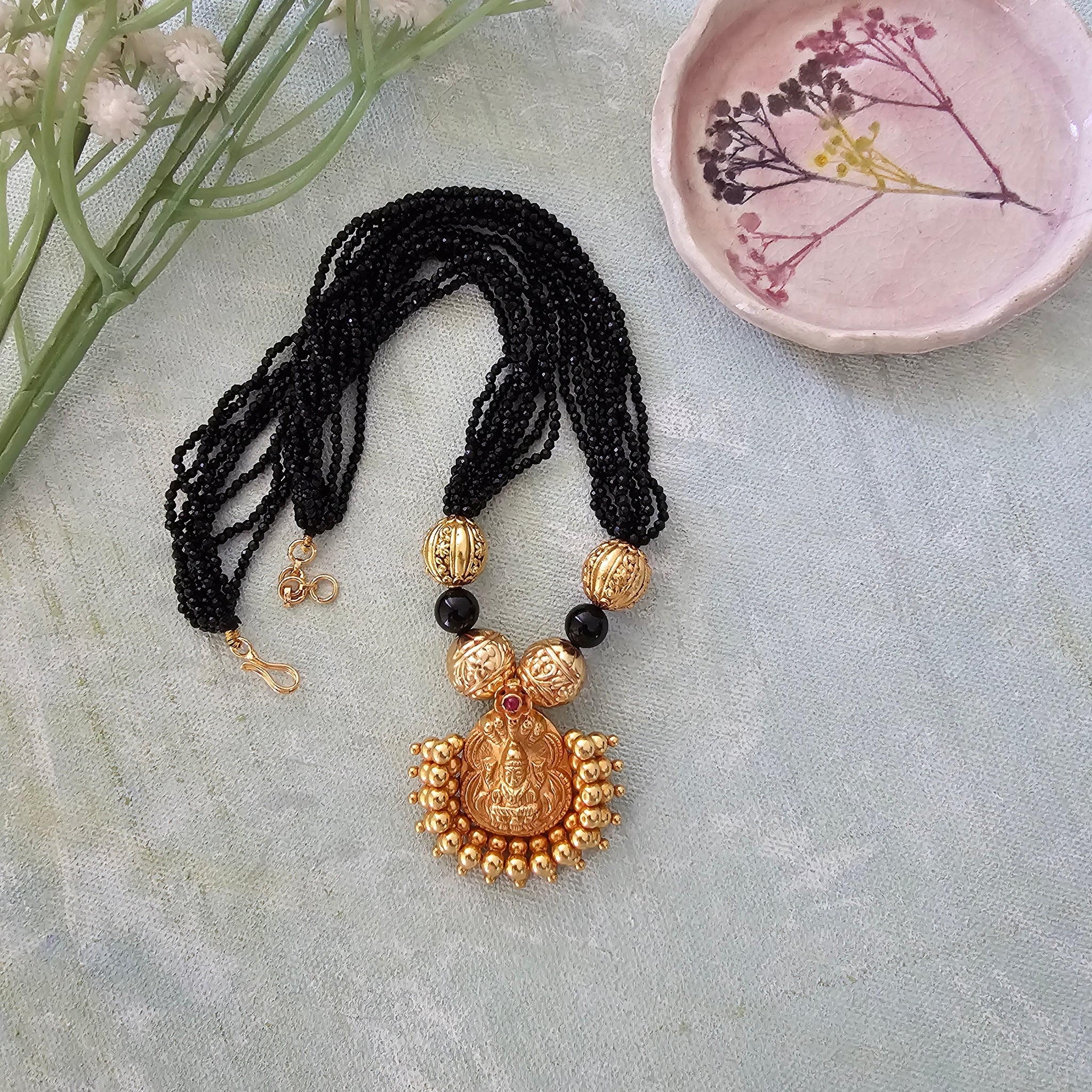 Silver gold polish Laxmi nagru necklace