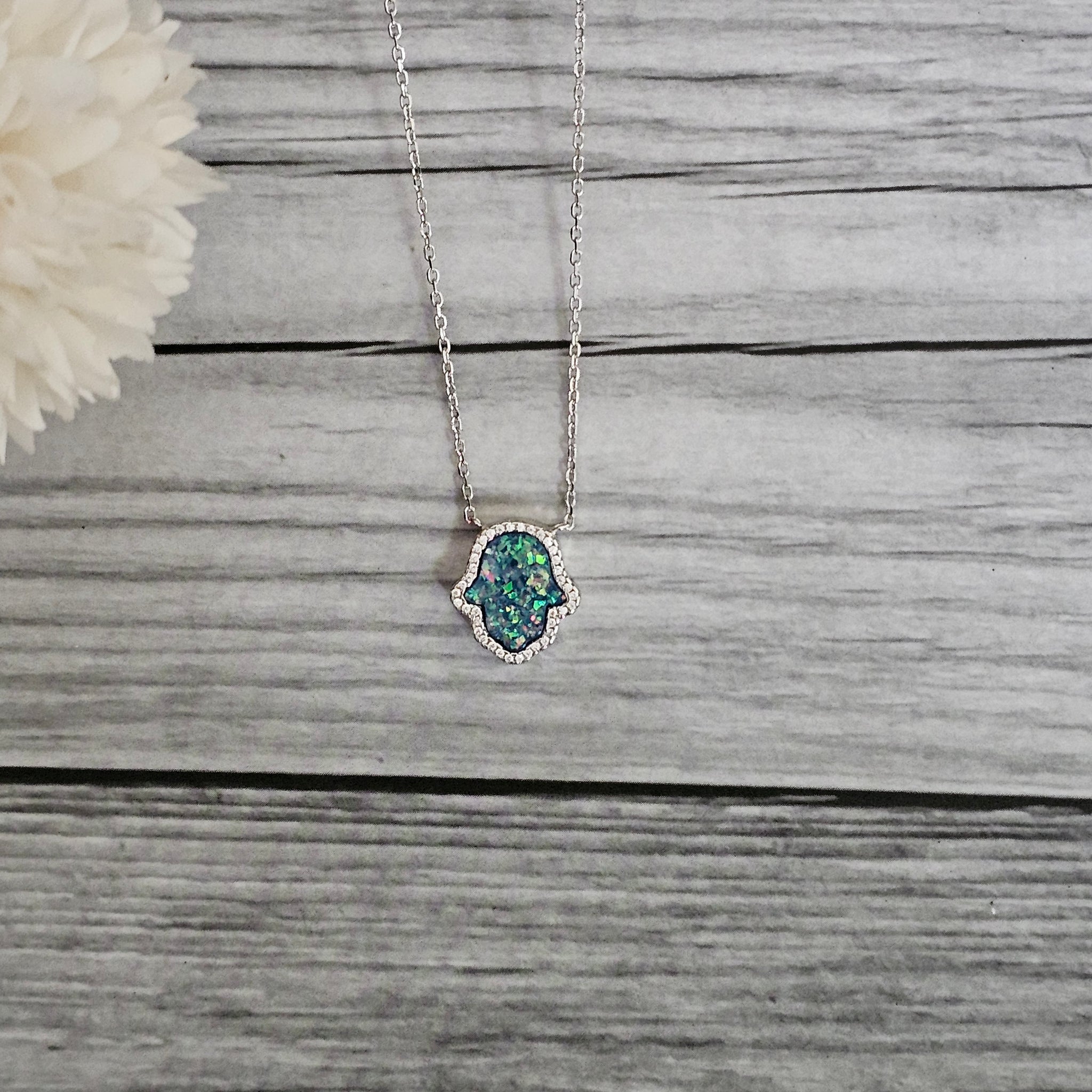 Silver 92.5 Australian Opal hasta pendant