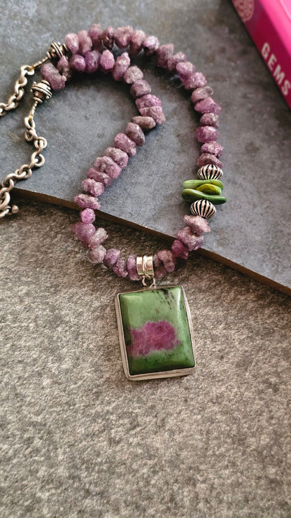 Rough-Cut Ruby & Ruby Zoisite Necklace