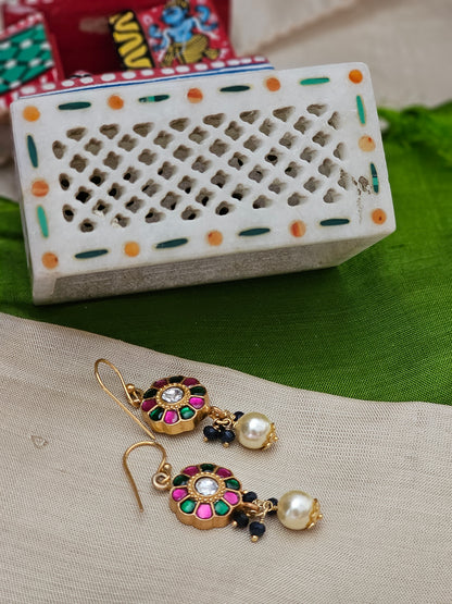Silver 92.5 gold polish kundan earrings