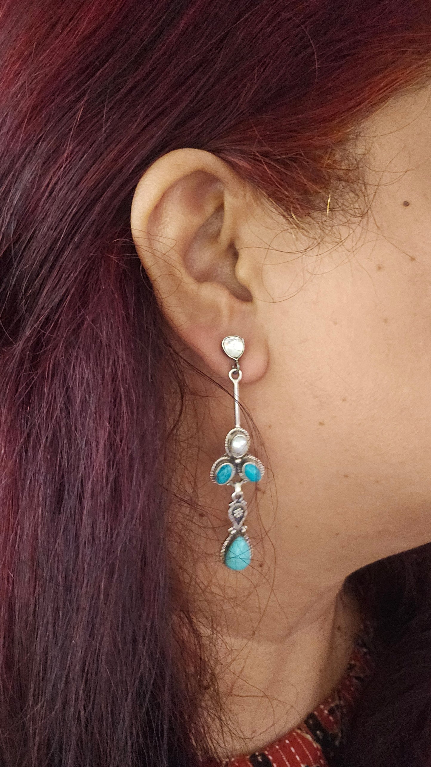 Neel Tara – Kundan, Turquoise & Pearl Danglers