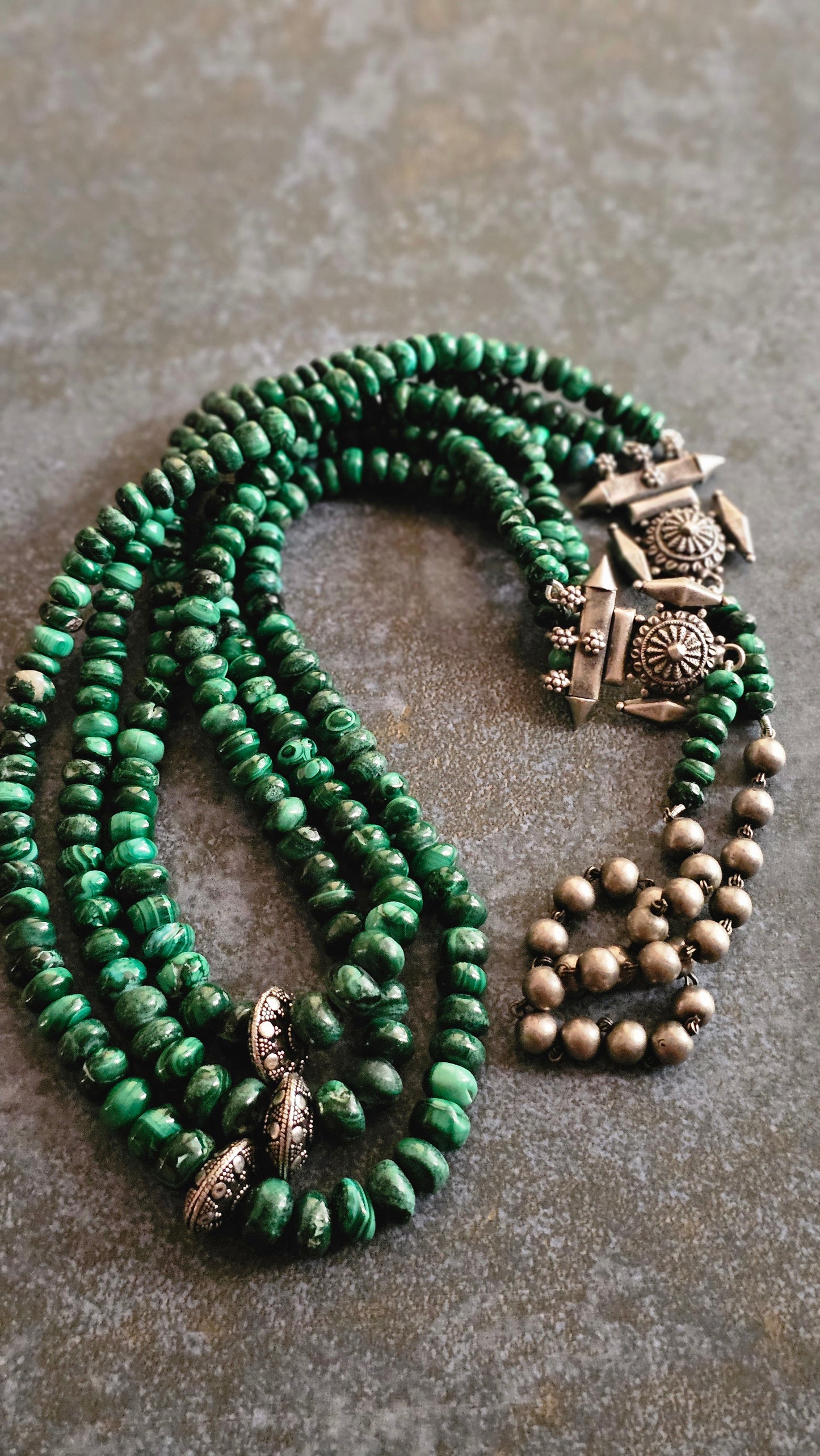 Verdant — Malachite Layered Silver Necklace