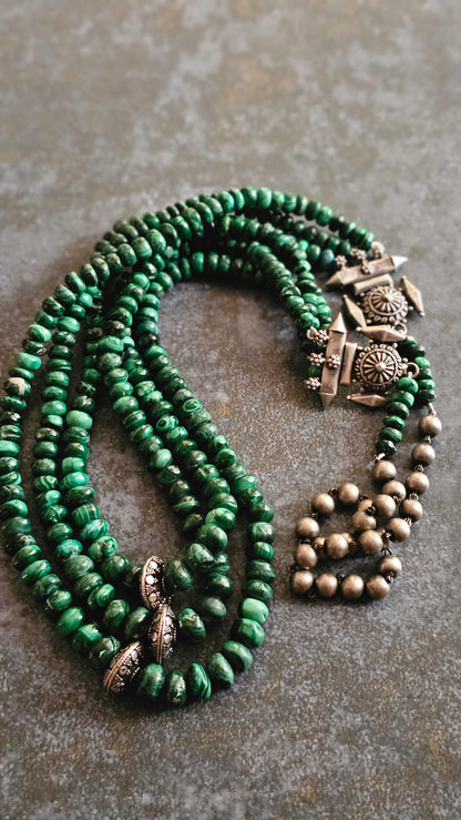 Verdant — Malachite Layered Silver Necklace