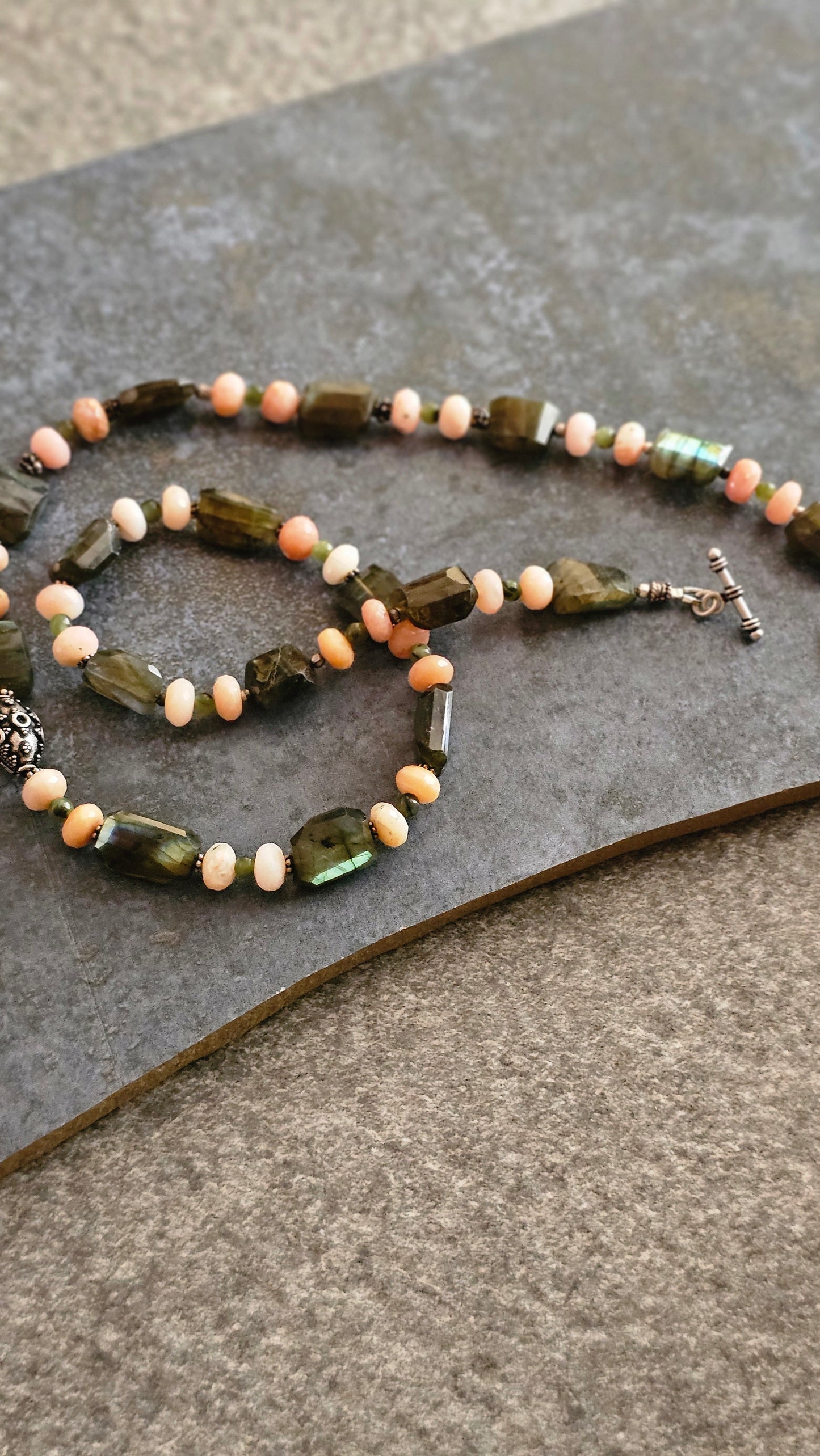 Fire Labradorite, Pink Opal necklace