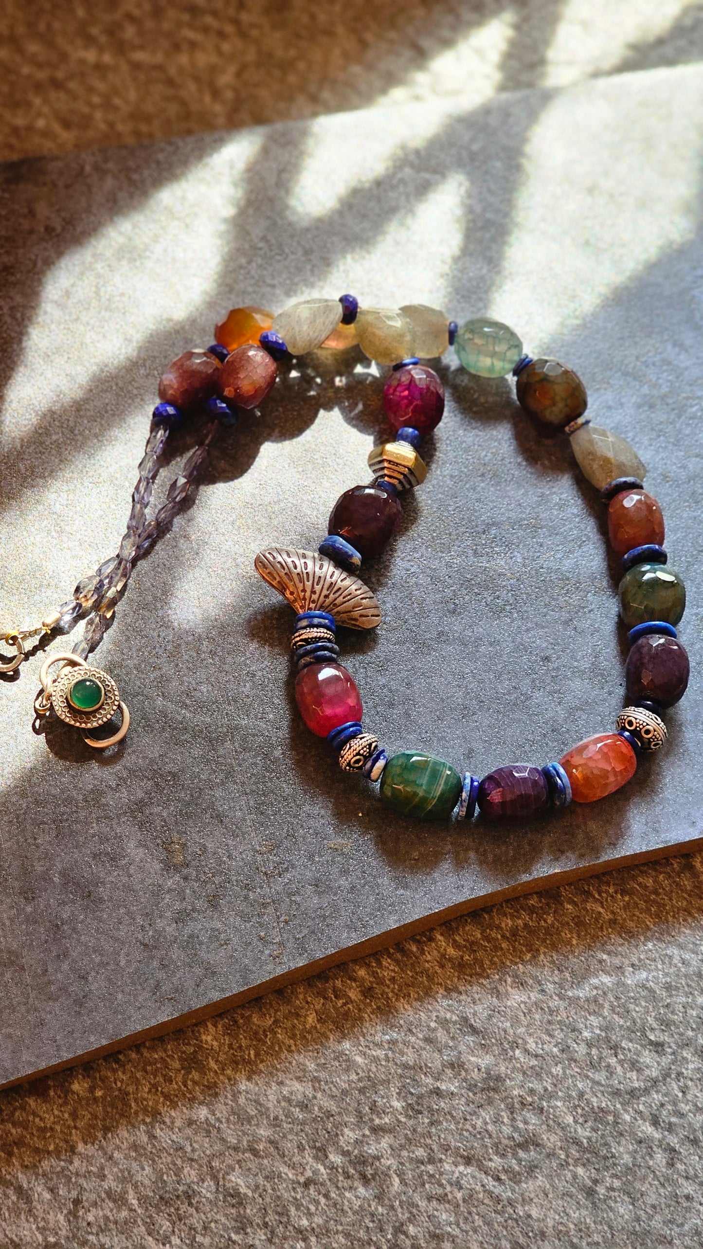 Precious gemstone labrodrite necklace