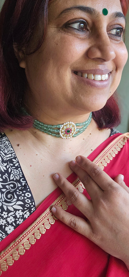 Silver 92.5 kundan gold polish choker