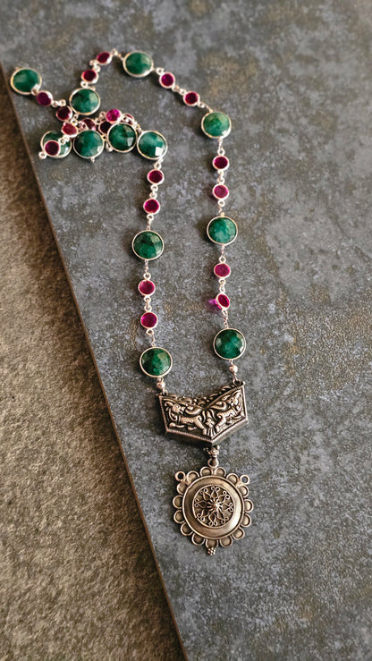 Punarva | Emerald, Ruby & Restored Nakash Pendant Necklace