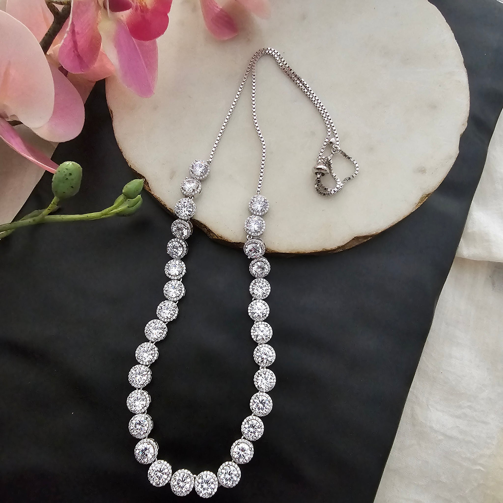 Silver 92.5 Swarovski duchess necklace