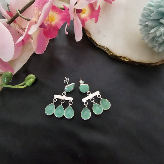Silver 92.5 green chalcedony dangler