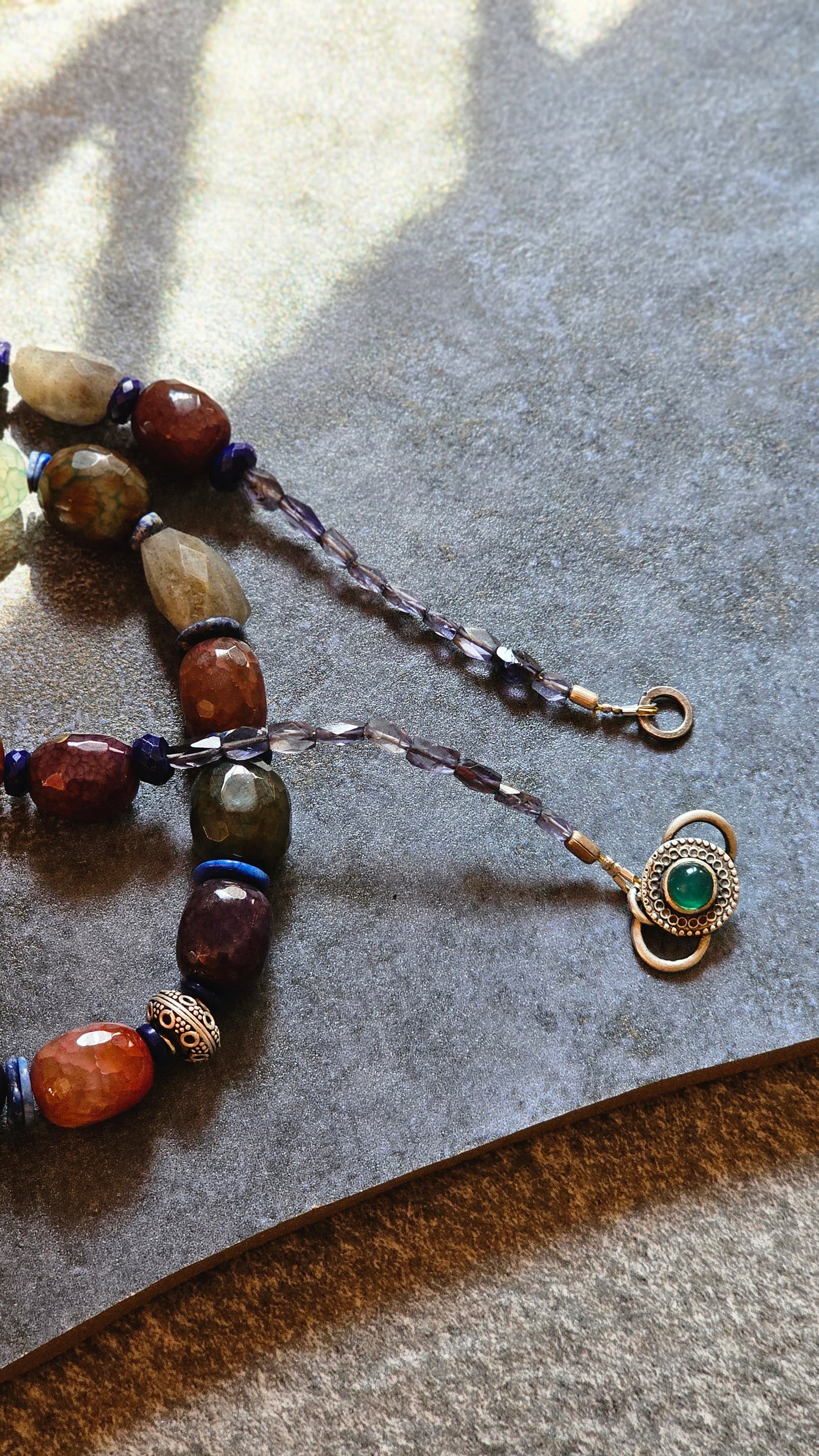 Precious gemstone labrodrite necklace