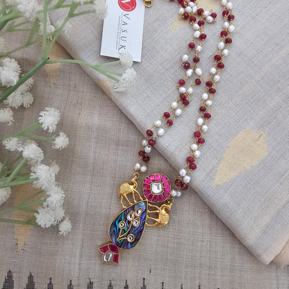 Silver 92.5 kundan gold polish necklace