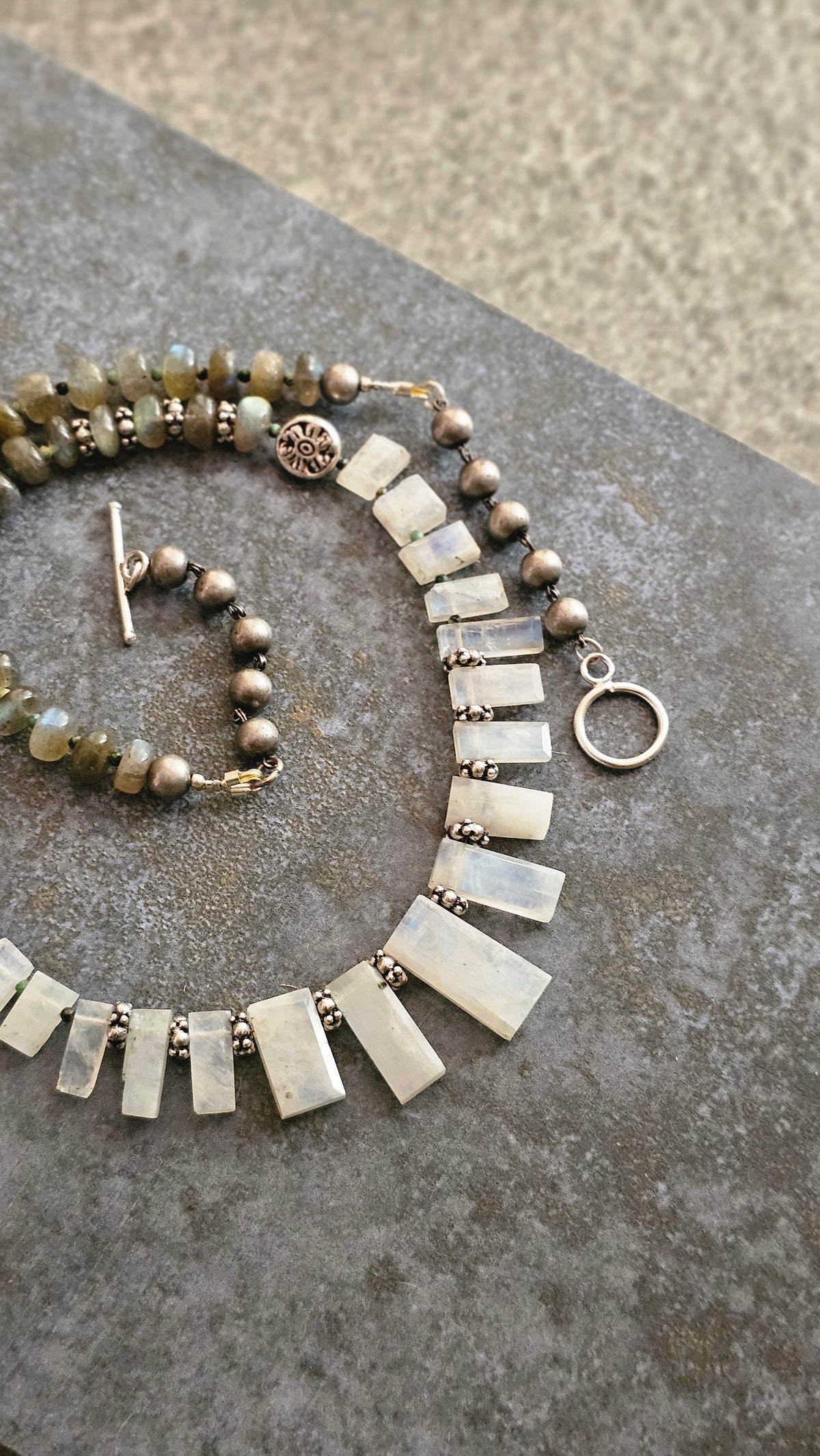 Oddly Enough — Rainbow Moonstone & Labradorite Necklace