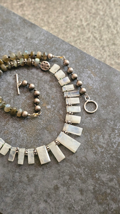 Oddly Enough — Rainbow Moonstone & Labradorite Necklace