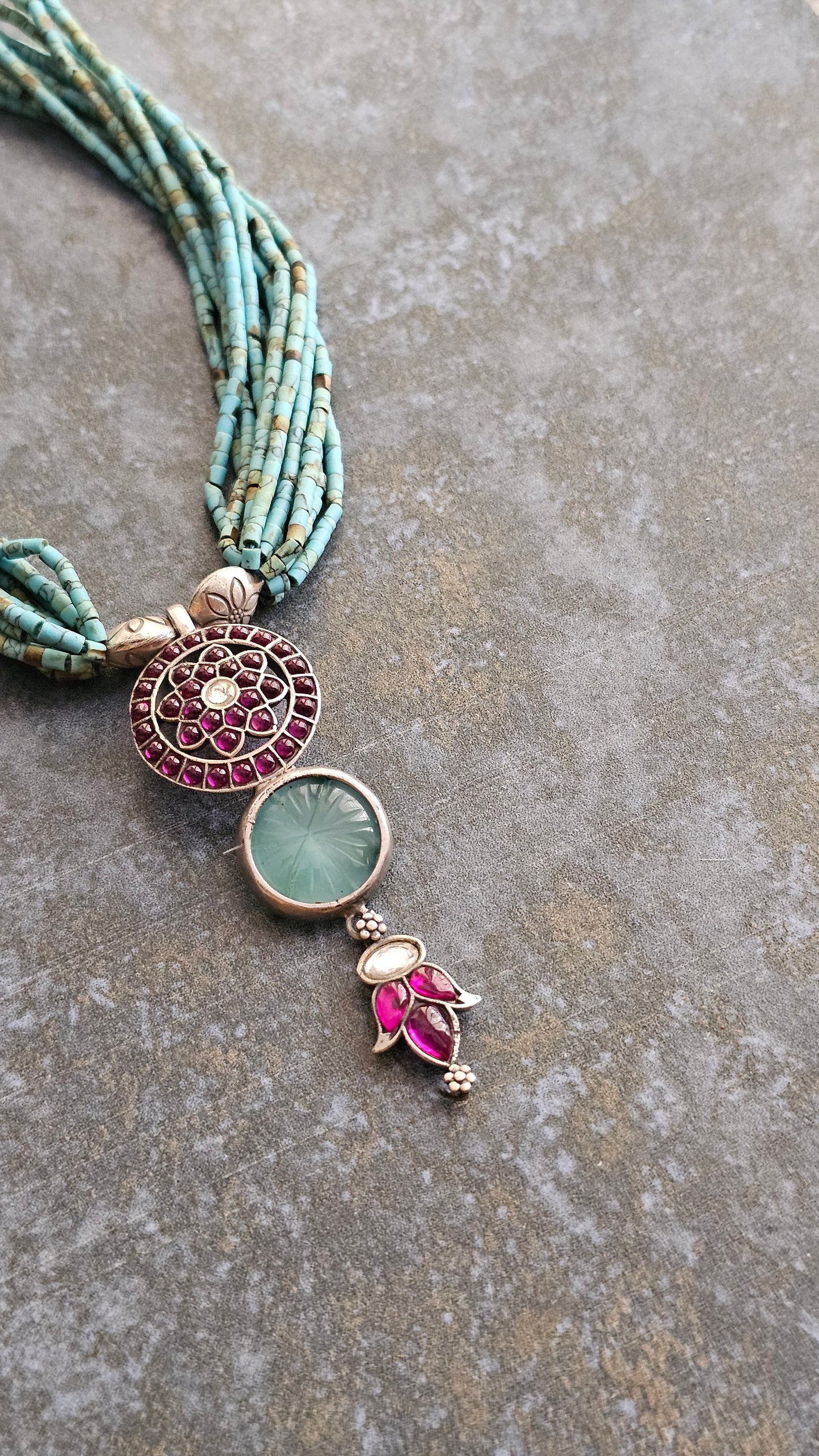 African turquoise necklace Kemp fusion pendant