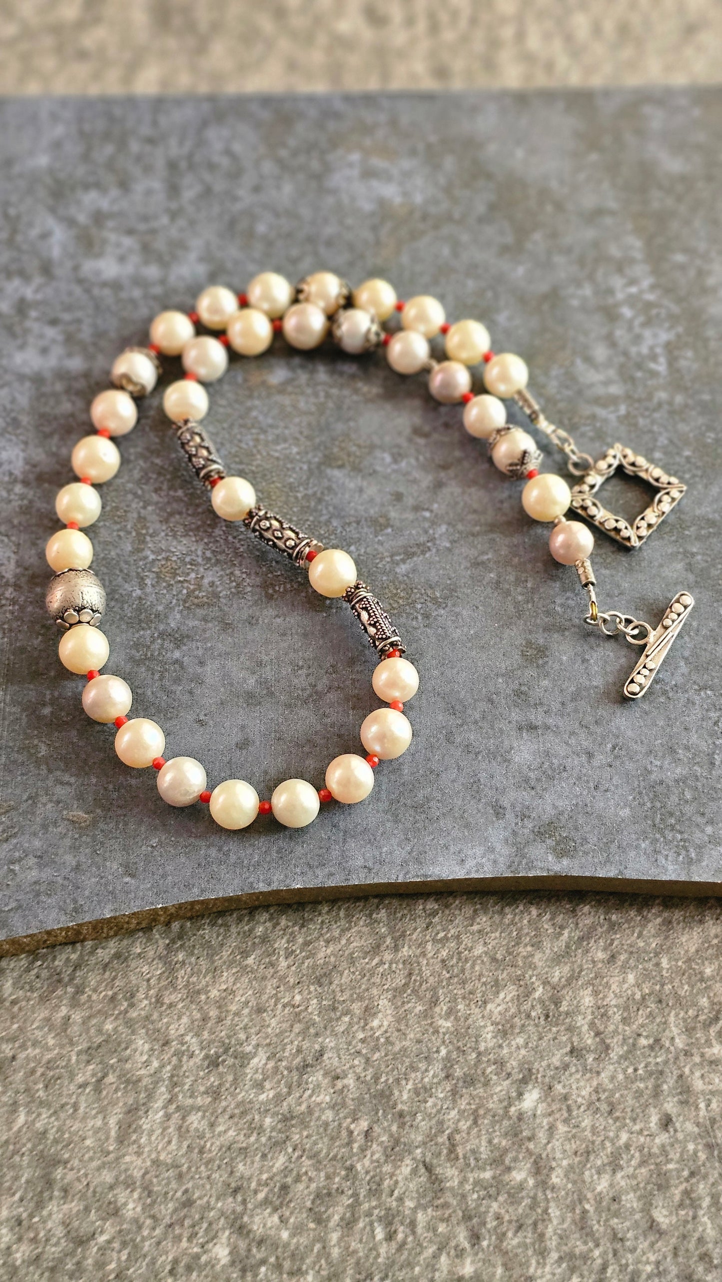 Champagne Pearl Necklace in 92.5 Silver