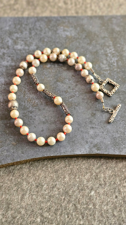 Champagne Pearl Necklace in 92.5 Silver