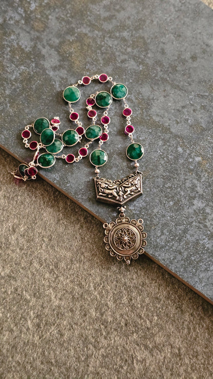 Punarva | Emerald, Ruby & Restored Nakash Pendant Necklace