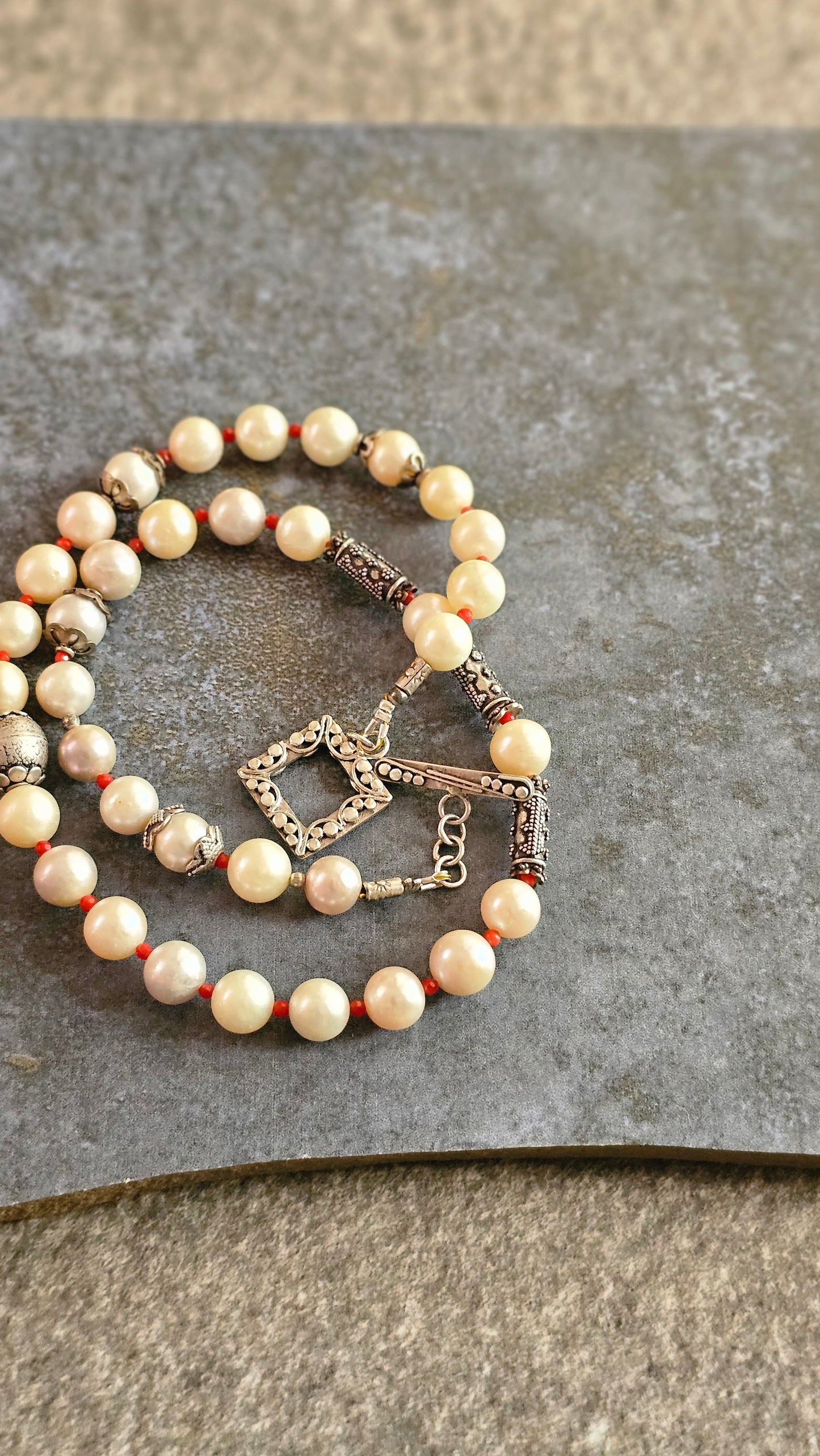 Champagne Pearl Necklace in 92.5 Silver