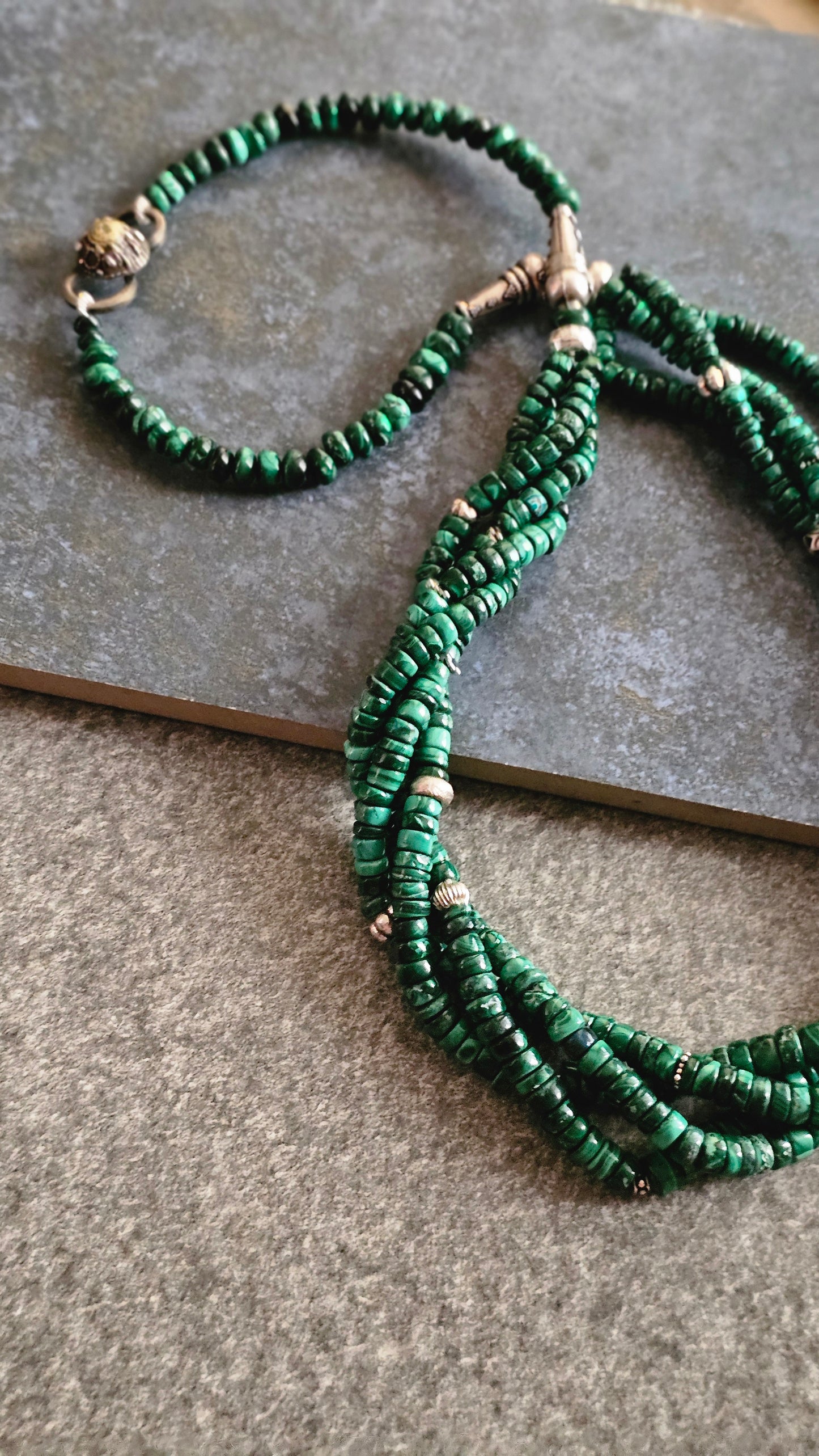 Verdant 3.0 | Multi-Strand Malachite & Silver Necklace