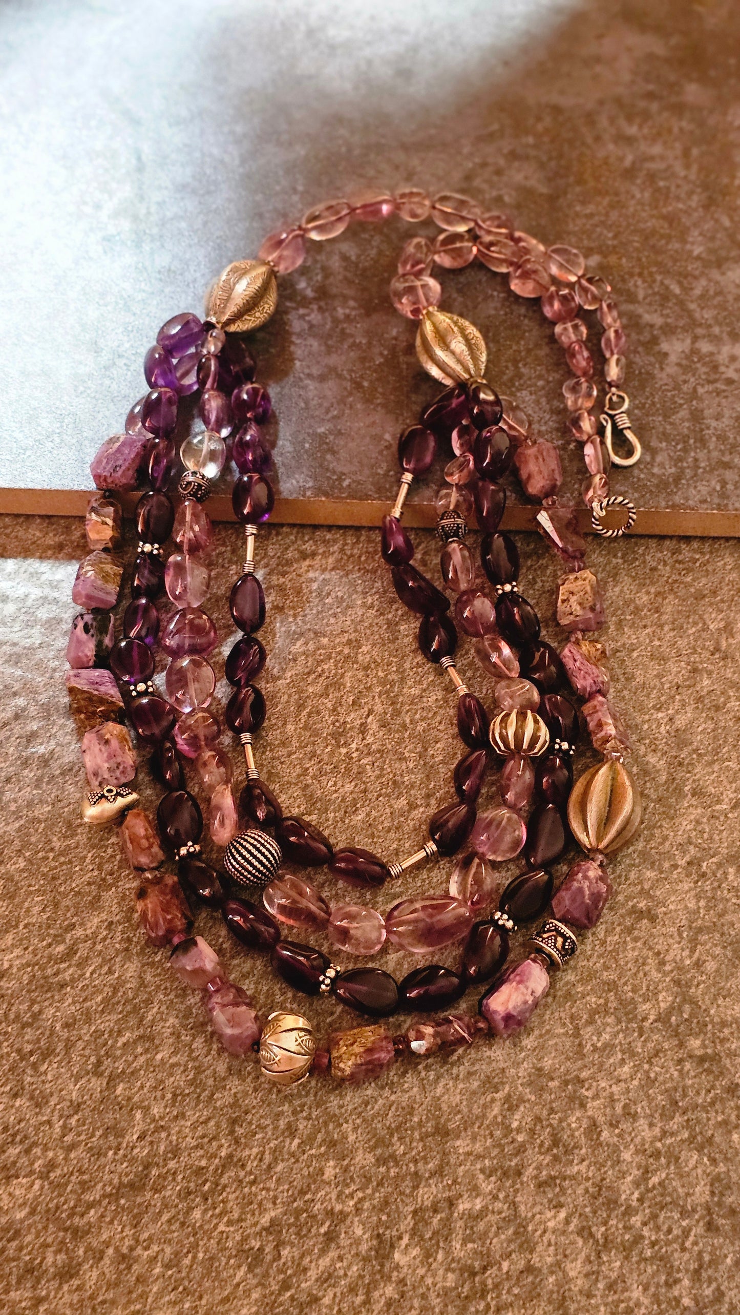 Neelanjana|Soul Strung — Amethyst & Siberian Charoite Necklace