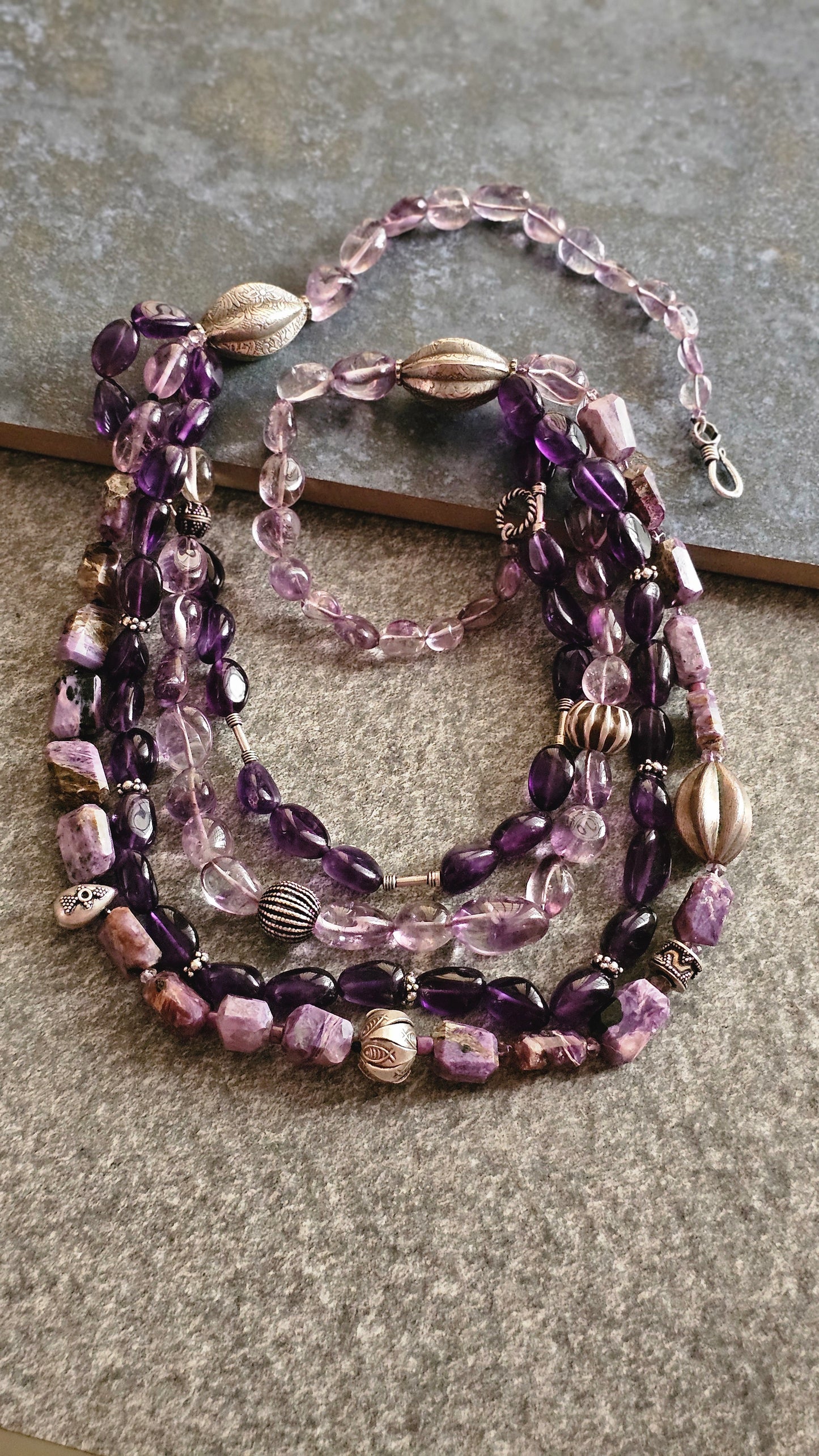 Neelanjana|Soul Strung — Amethyst & Siberian Charoite Necklace