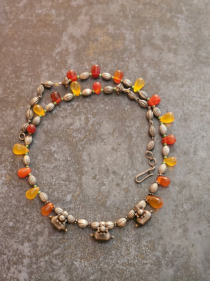 Carnelian, citrine vintage style necklace