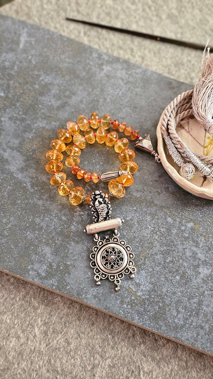 Mayura – Citrine & Peacock Nakash Silver Necklace | Soul Strung