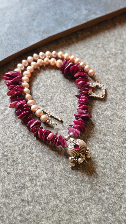 Fresh water champagne colored pearls necklace