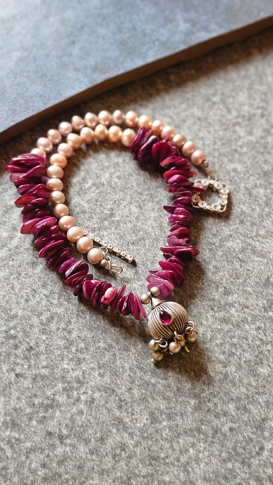 Fresh water champagne colored pearls necklace