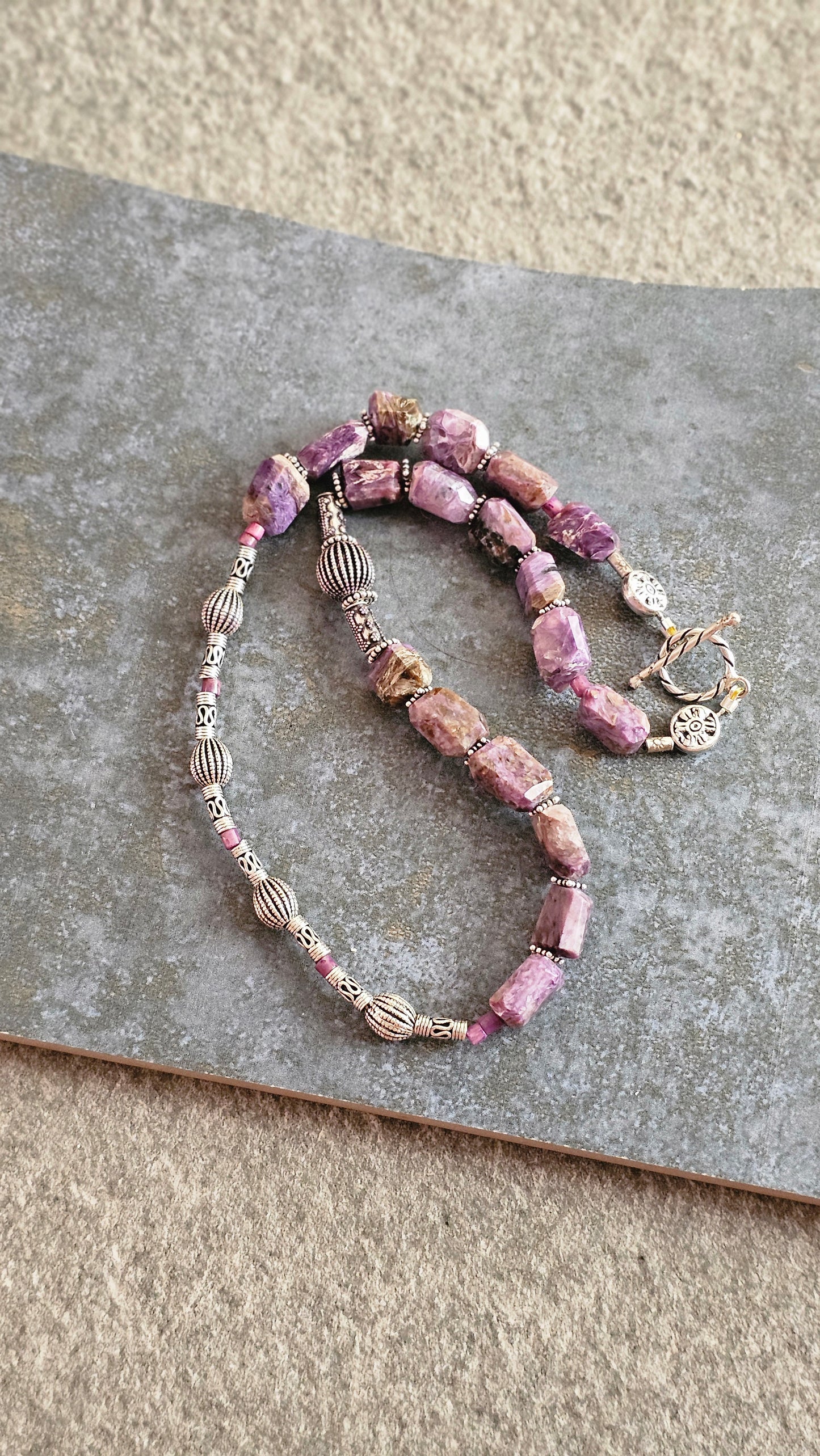 Siberian Charoite & Silver Statement Necklace