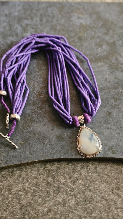 Soul Strung | Rainbow Moonstone & African Amethyst Necklace