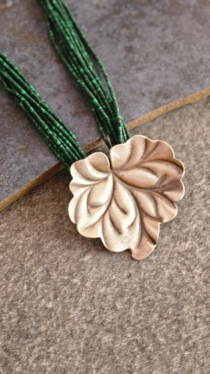 Maple Muse – African Malachite & Hill Tribe Silver Necklace