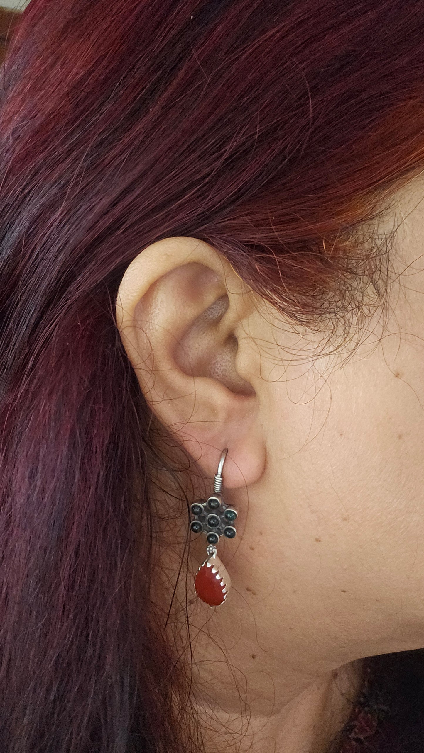 Rakta Pushpa – Kempu & Carnelian Earrings
