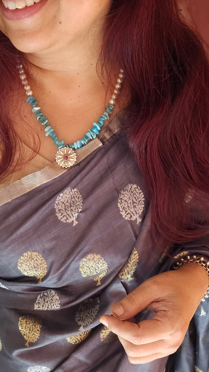 Aqua Bloom — Amazonite & Freshwater Pearl Necklace