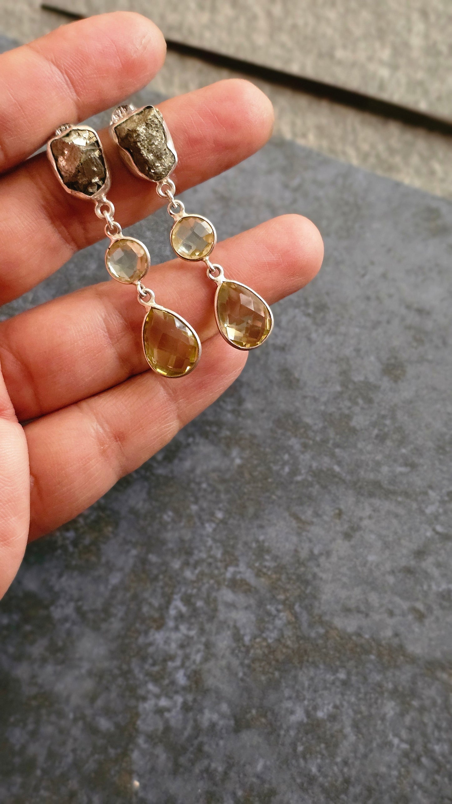 Golden Hour – Pyrite & Yellow Topaz Earrings