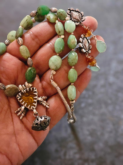 Chrysoprace gemstone necklace set