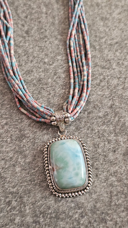 Larimar & Afghani Bead Necklace