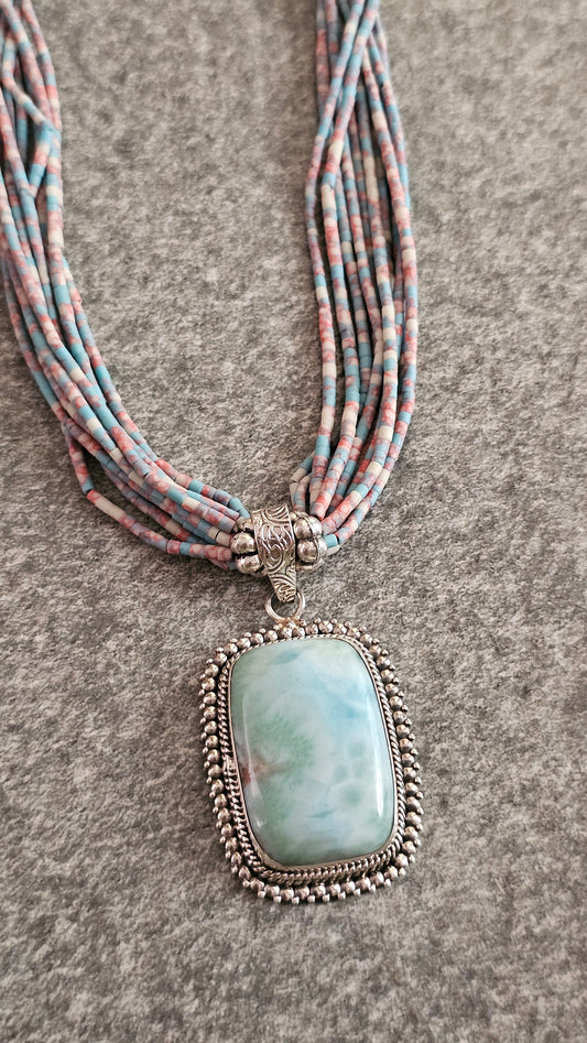 Larimar & Afghani Bead Necklace