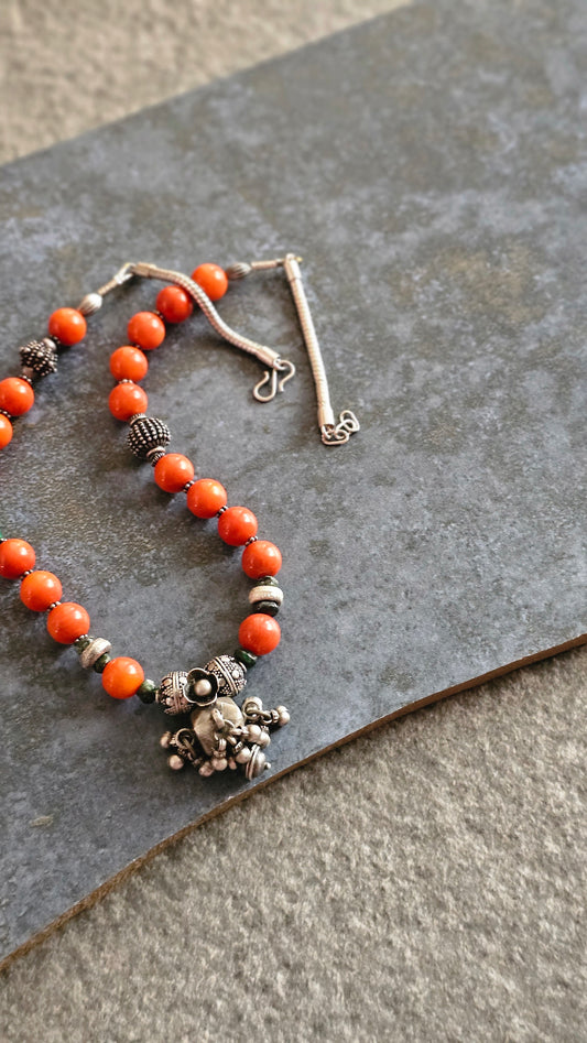 Coral necklace with vintage elements