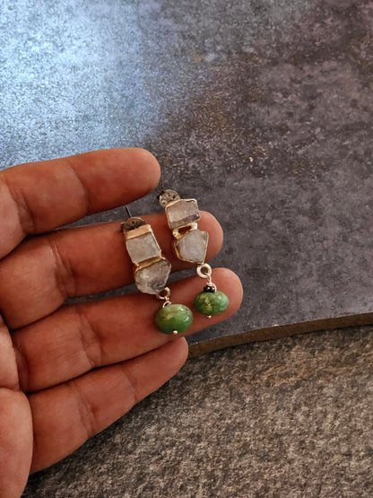 Moonstone and Chrysoprace earrings